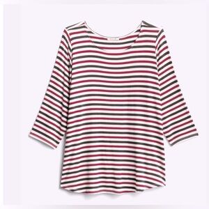 BEACON Britt Curved Hem Knit Striped Top, Women’s Plus Size 2X